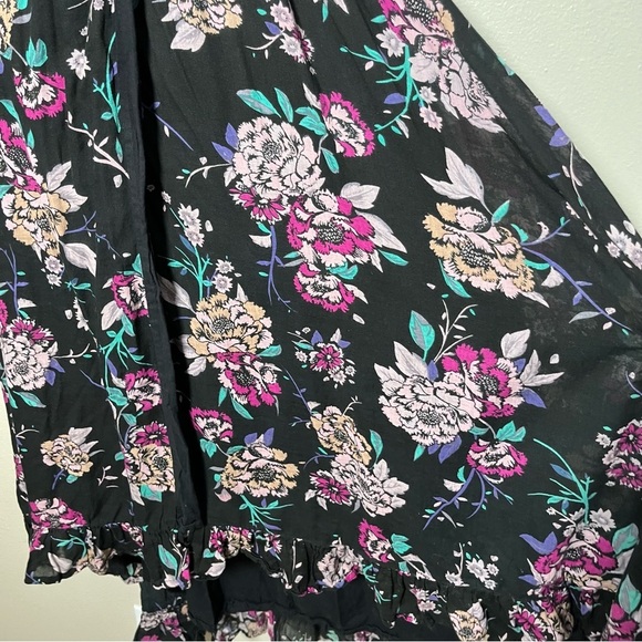 Patrons of Peace Women Maxi Dress Small Black Dark Moody Floral Wrap Tie Waist - Picture 9 of 12